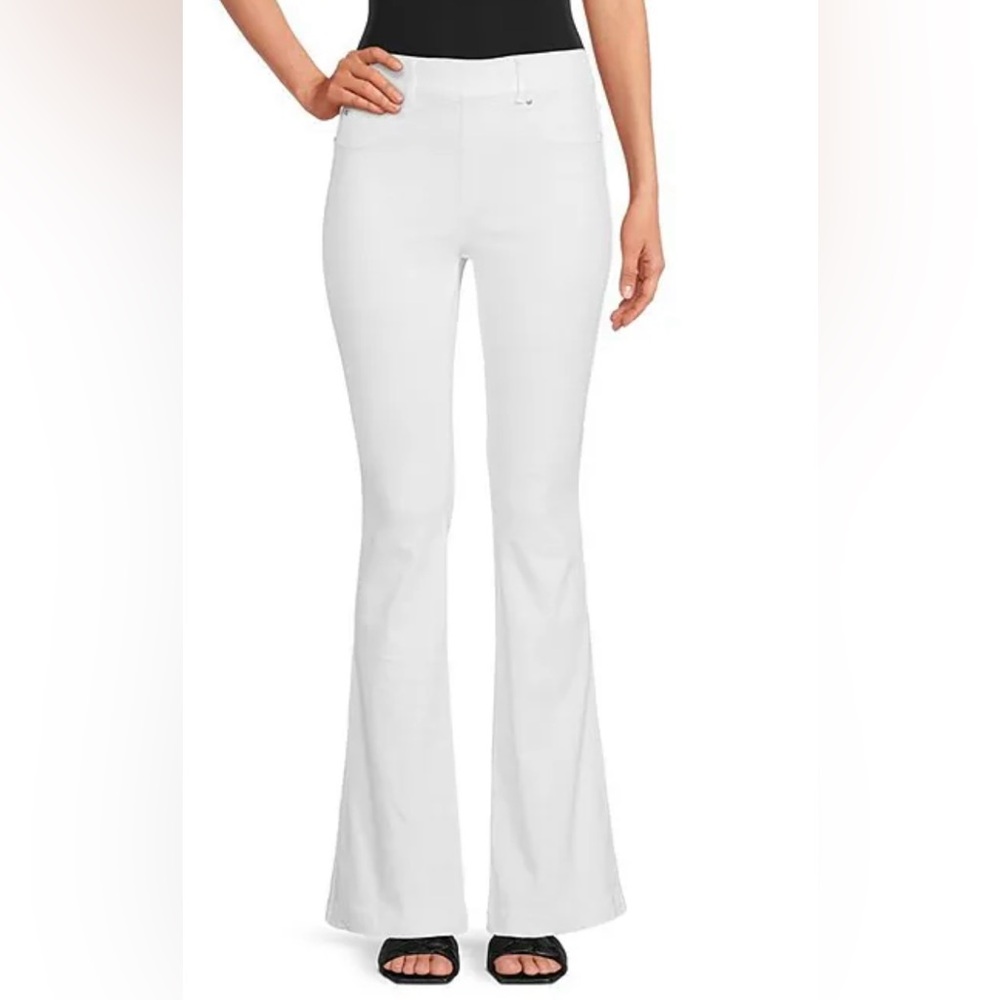 SPANX Flare Jeans. Stretchy. White. Women size L.